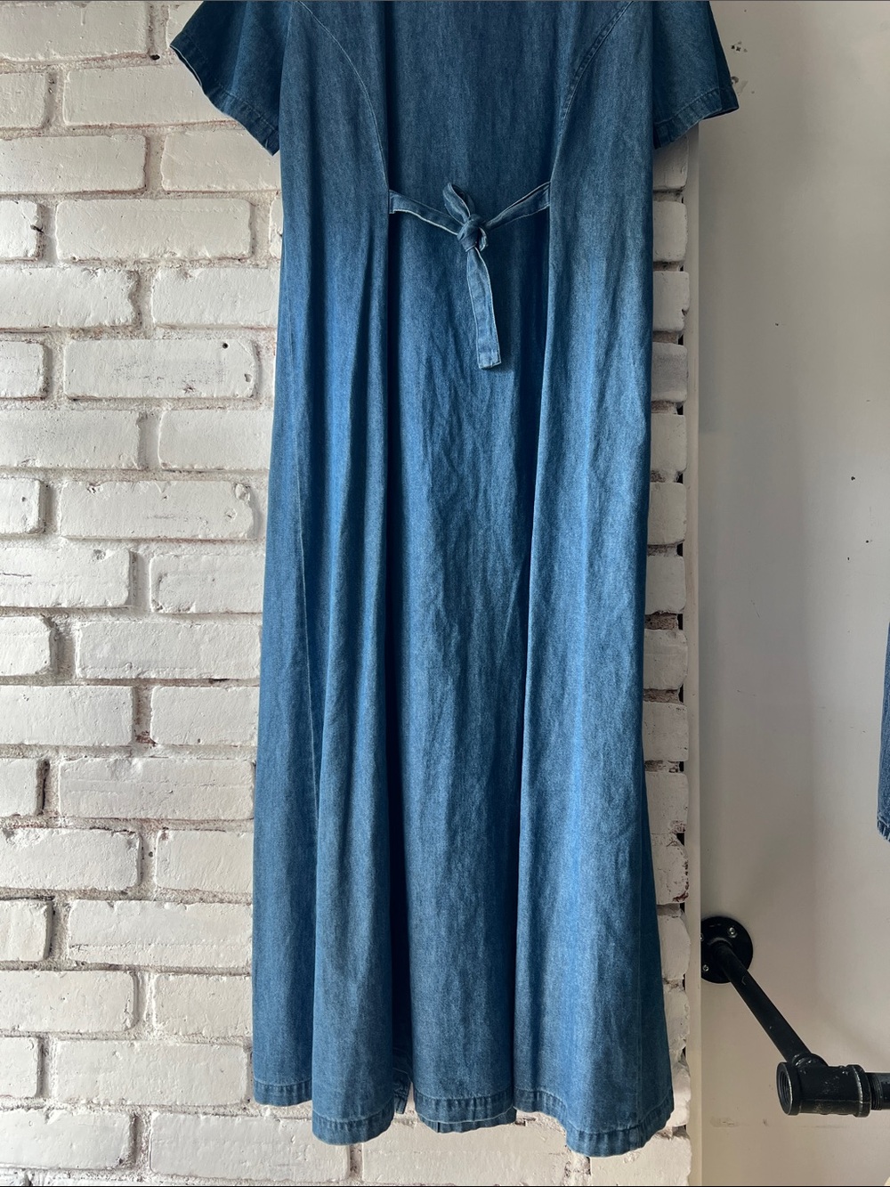 Vintage Denim Button Front Dress CHAMBRAY embroidered tshirt - Picture 6 of 8